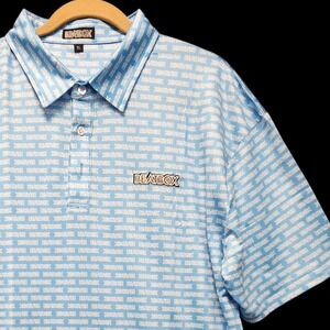 Beatbox Polo Shirt Mens XL (Fits as Large) Blue All Over Print Logo Performance